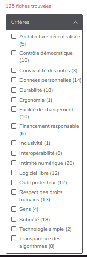 tri des ressources par critères éthiques