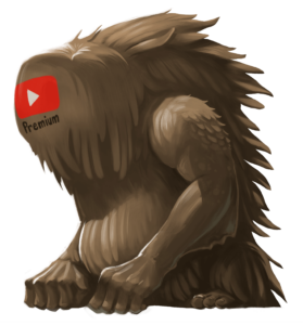 Illustration de Yetube, un monstre de type Yéti avec le logo de YouTube Premium.