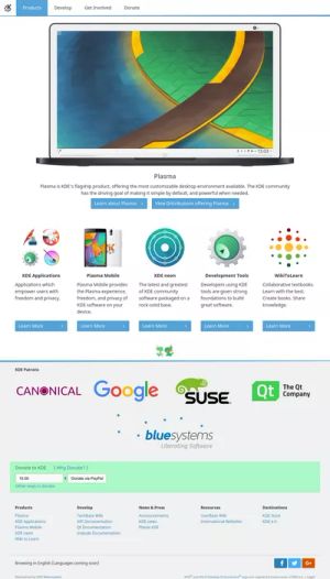 Source : https://dot.kde.org/sites/dot.kde.org/files/webpagethumbnail_0.jpeg Page d’accueil de KDE