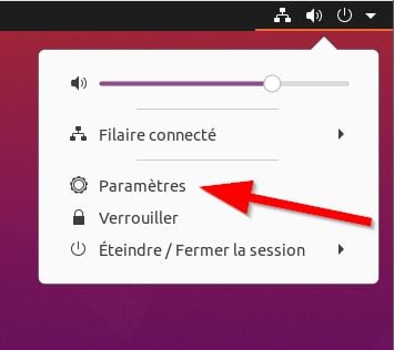 Ouvrir les paramètres Ubuntu