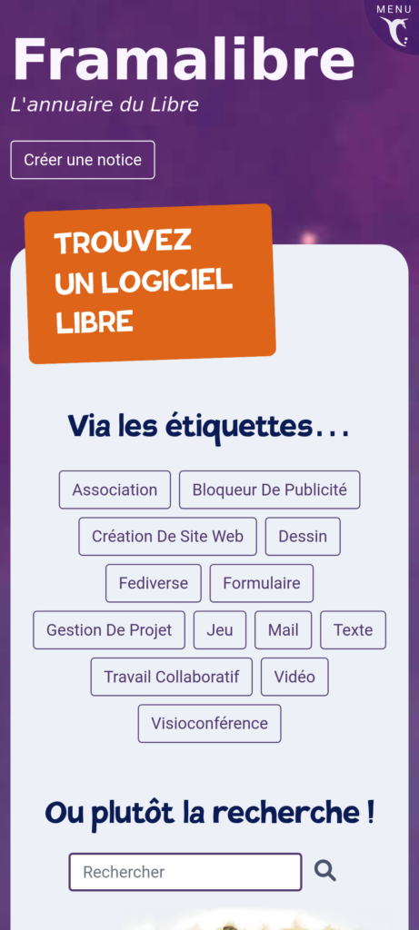 accueil mobile de Framalibre 2024