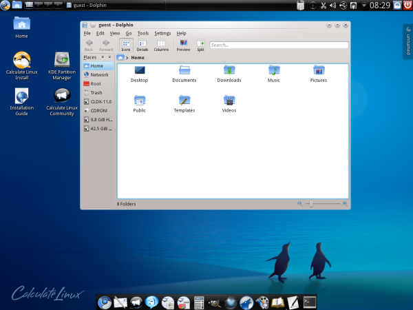 le bureau Calculate Linux KDE par défaut