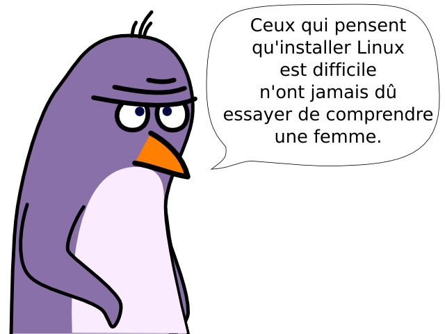 Ceux qui pensent  qu'installer Linux  est difficile n'ont jamais dû  essayer de comprendre  une femme.