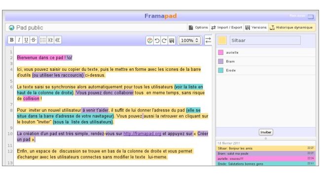 Framapad ancienne version