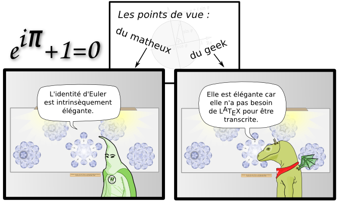 Quelques exemples de logo utilisant un pavage apériodique de Penrose. Proposé pour le concours de logo des RMLL 2009. L'identité d'Euler est intrinsèquement élégante. Elle est élégante car  elle n'a pas besoin de LATEX pour être  transcrite. W Kabale Les points de vue : du matheux du geek