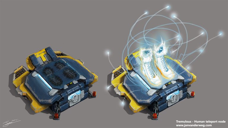 Concept art pour le Télénode avec une proposition d’animation de réapparition par Stannum en 2012.