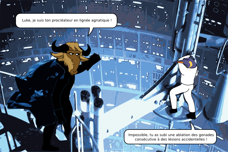 Luke, je suis ton procréateur en lignée agnatique ! Impossible, tu as subi une ablation des gonades consécutive à des lésions accidentelles !