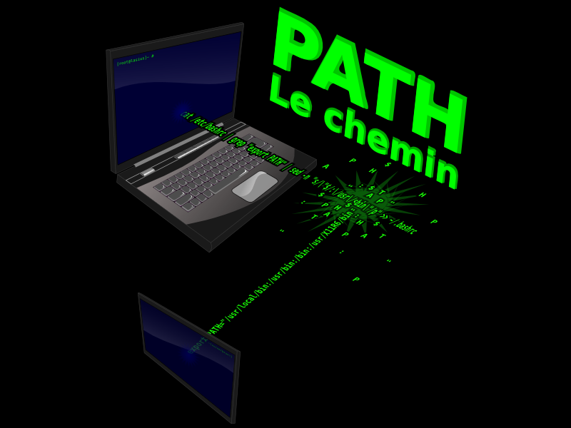 PATH Le chemin [root@lasius]~ #  export PATH="/usr/local/bin:/usr/bin:/bin:/usr/X11R6/bin export PATH="/usr/local/bin:/usr/bin:/bin:/usr/X11R6/bin cat /etc/bashrc | grep "export PATH" | sed -n "s/\"$/:\/usr\/sbin\"/p" >> ~/.bashrc cat /etc/bashrc | grep "export PATH" | sed -n "s/\"$/:\/usr\/sbin\"/p" >> ~/.bashrc P P A A T T H H $ $ : : " " P P A A T T T T H H H H H H A A A A : : : : : : " " " " " " P P P P P P P P " " $ $ $ $ $ $ $ $ [root@lasius]~ #