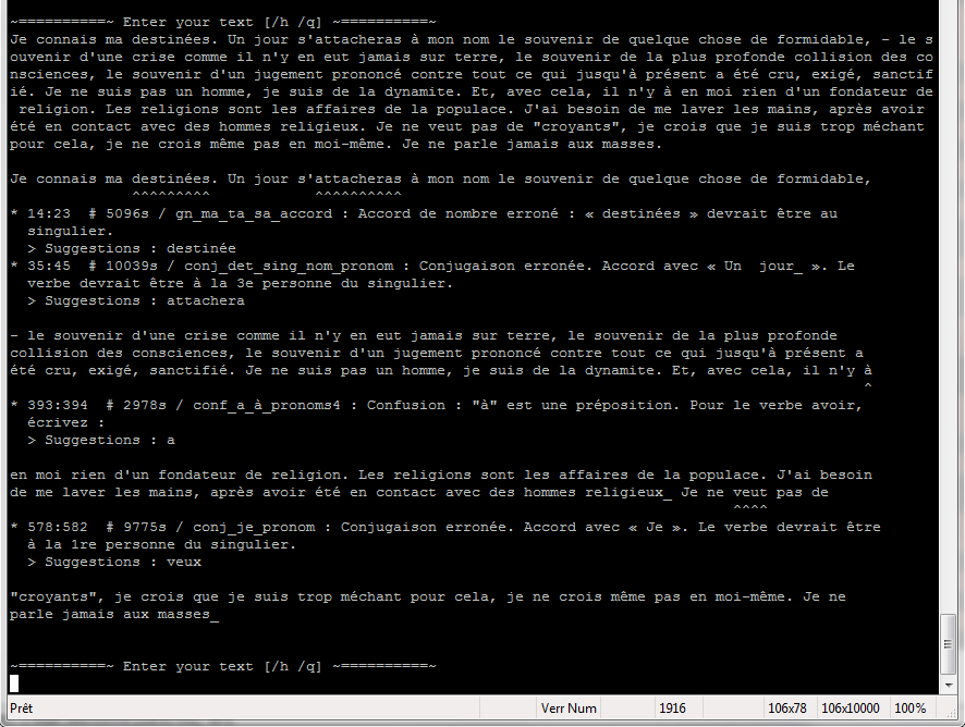 Source : https://www.dicollecte.org/grammalecte/img/cli.png CLI : interface en ligne de commande