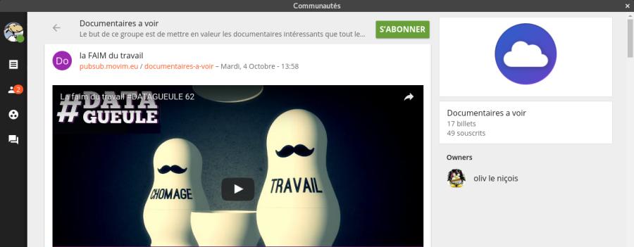 Source : https://movim.eu/img/main_top.png Une communauté sur Movim