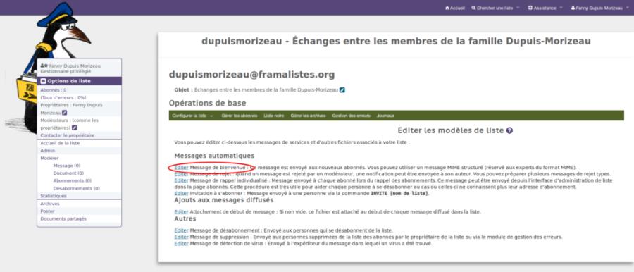 Editer l'email de bienvenue