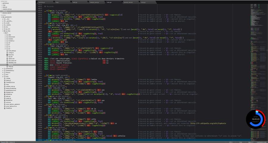 Source : https://www.dicollecte.org/grammalecte/img/rules_sublime_text.png Règles de Grammalecte dans SublimeText